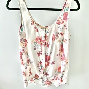 Kirra Floral Tie Front Button Tank Top